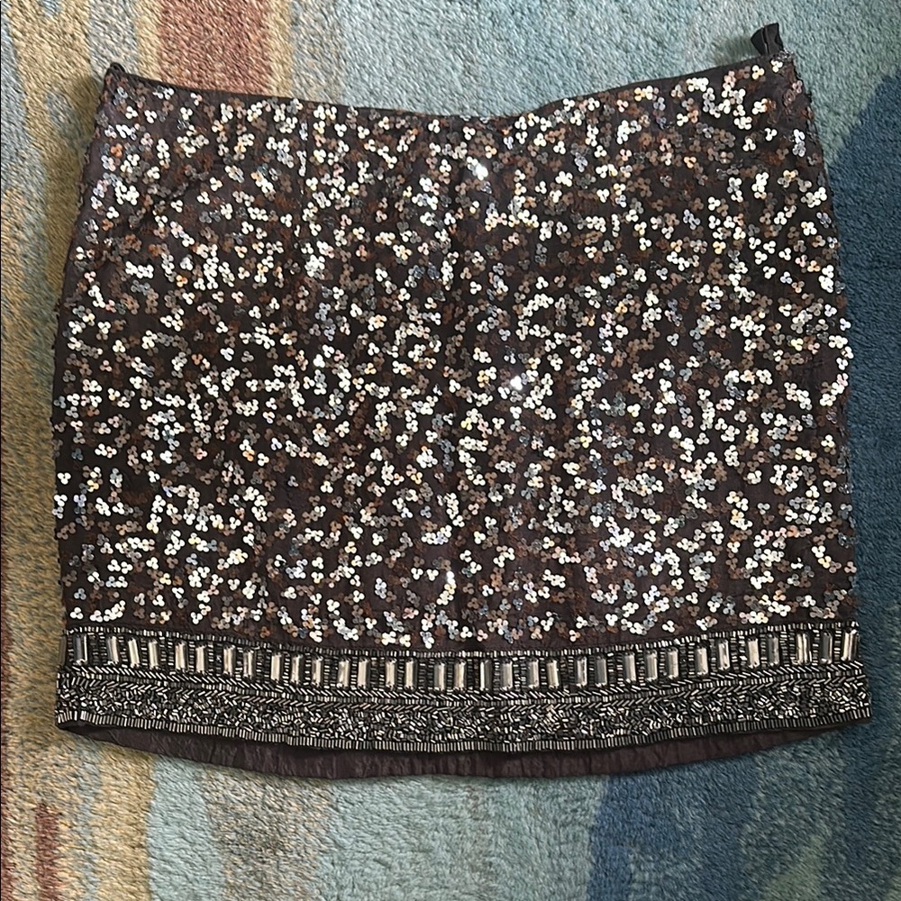 Silver Sequin Mini Skirt for Night Out